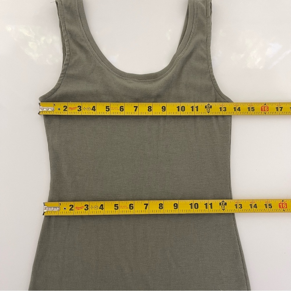 AMBIANCE tank top dress RIBBED woven knit sleeveless olive green long dr… - Picture 6 of 8